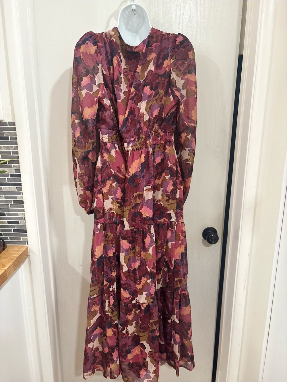 sofia by sofia vergara Burgundy and Pink Floral Maxi Dress - Picture 7 of 8